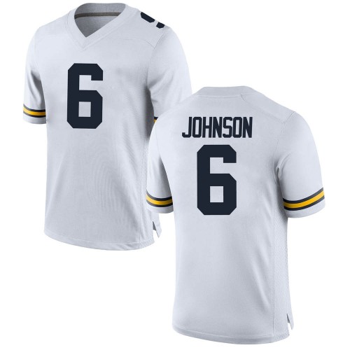 Cornelius Johnson Michigan Wolverines Men's NCAA #6 White Replica Brand Jordan College Stitched Football Jersey FLL3454UQ